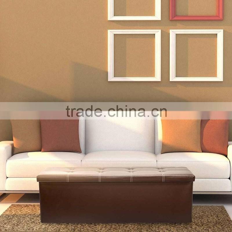 Faux Leather Folding Ottoman Storage Shoe Bench Armless, Chocolate 43.3"x15"x15"