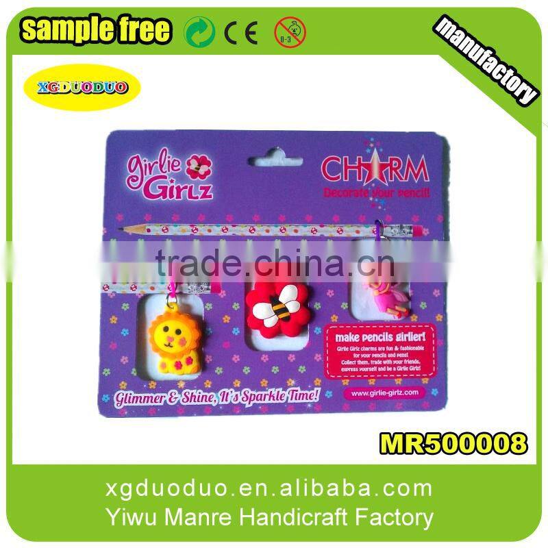 Cartoon Characters Promotional Soft PVC Pen Charm Set