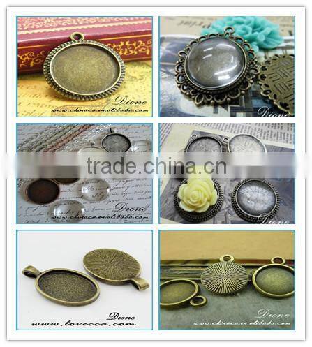 Wholesale blank pendant settings cameo,Antique Bronze Cabochon setting pendant