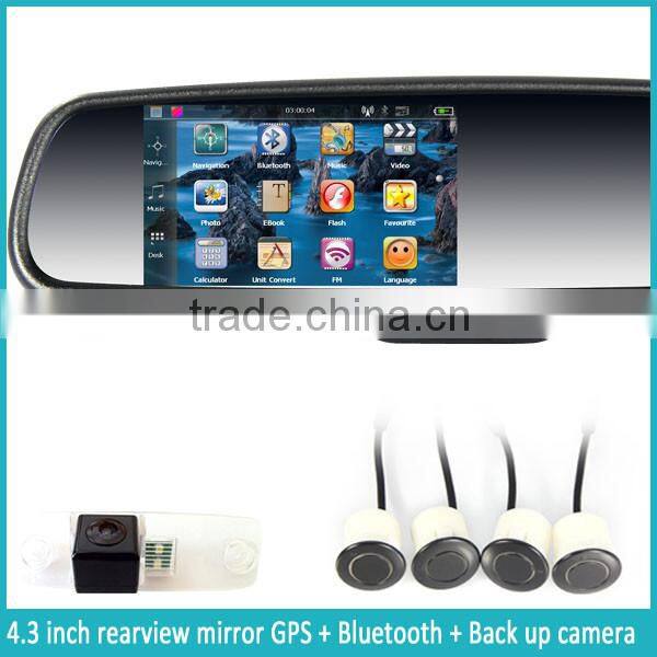 WINCE gps navigator car rear view mirror with bluetooth speaker car handsfree kit with auto brightness adjustable