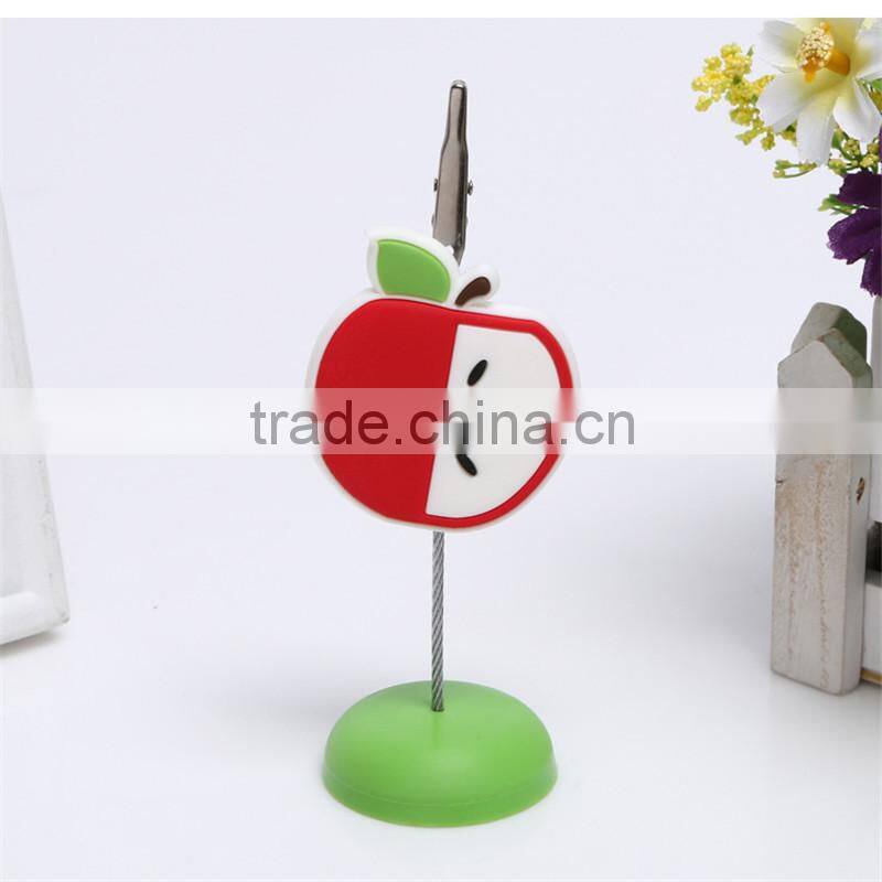 PVC fruit shape memo card clip, card clip with holder for promotion