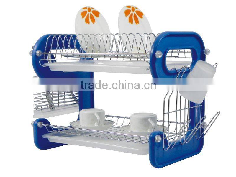 2 tier dish rack with 9 shape plastic side