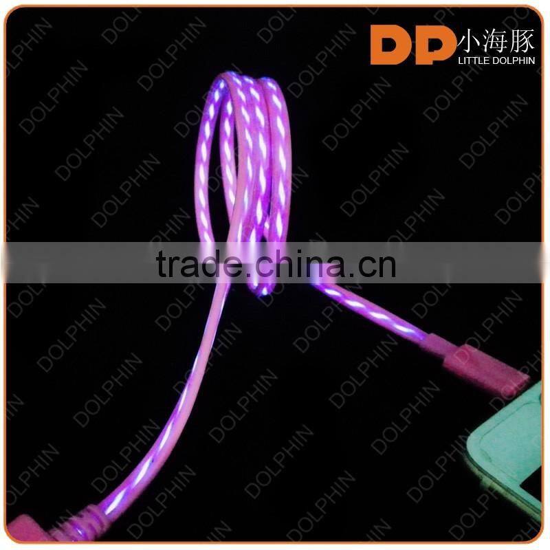 Best selling EL lights usb charger cable speed chaging flat usb cable for phone