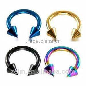 Anodized titanium cone horseshoe CBR rings body piercing jewelry