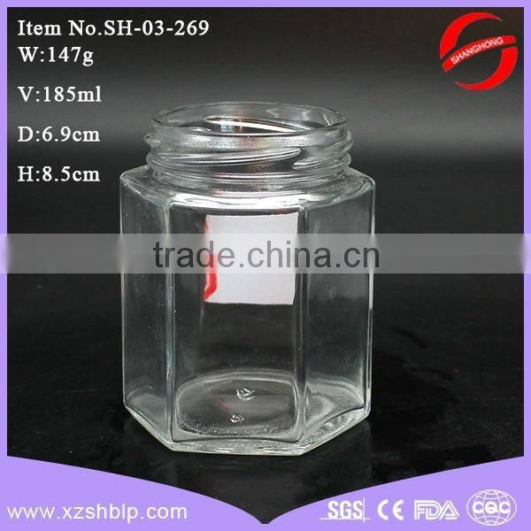 100ml 200ml 180ml 280ml 750ml hexagonal glass jar for honey