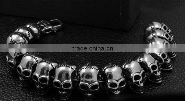 Novelty gift gothic punk skull head chain link bracelet