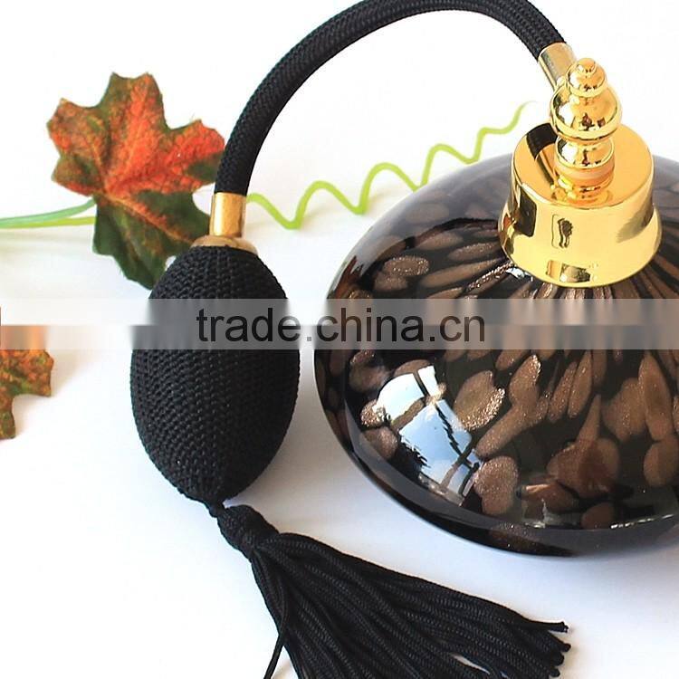 High-grade European and American Series Glass Airbag Pump Perfume Bottle & Empty Big Capacity Black Gold Point Decation Bottle