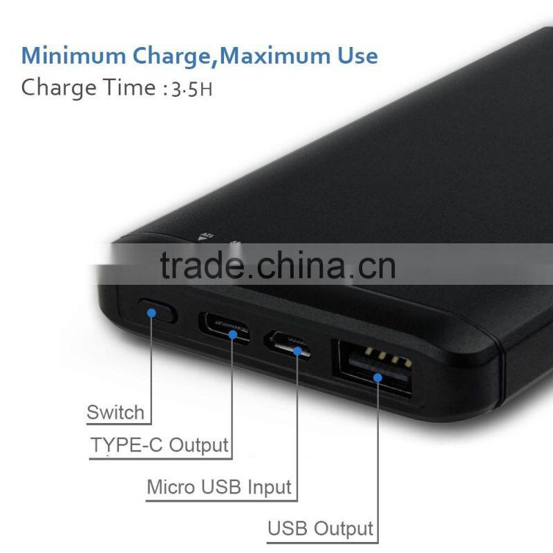 portable power bank 10000mah for gionee with QC 2.0 and type c