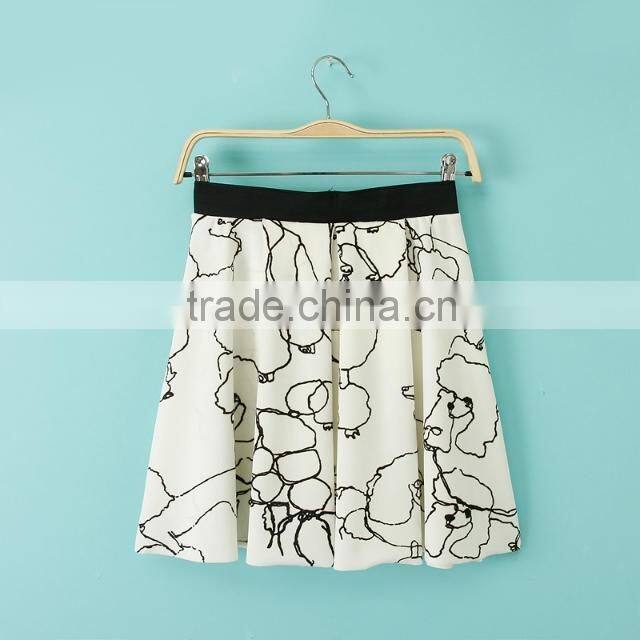 Floral Print Tutu Skirt Women Bottom A Line Latest Lady Chiffon Wrinkle Skirt
