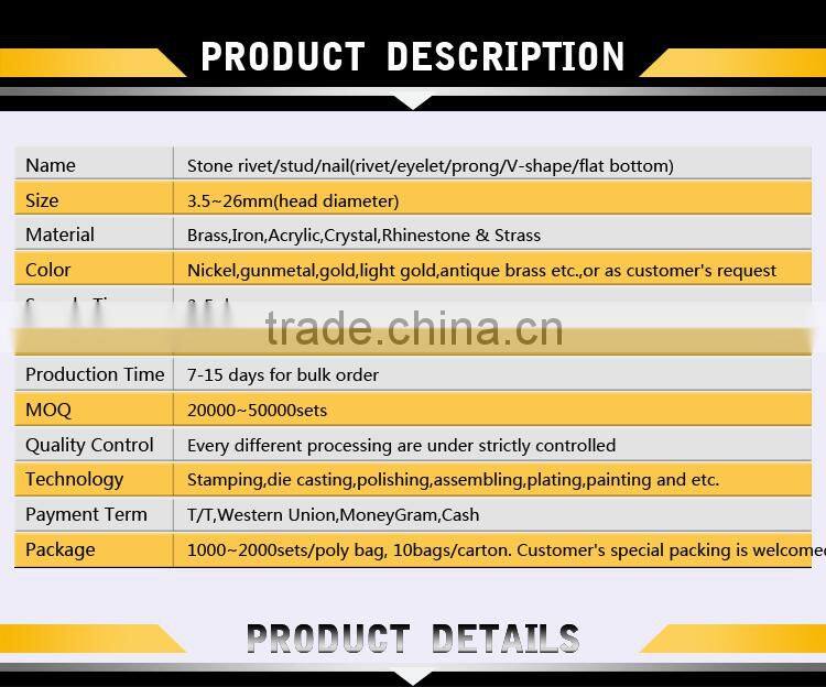 Alloy rhinestone metal buttons for garment