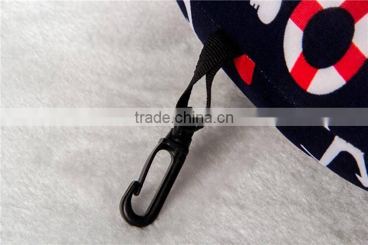 Printed Spandex fabric u shape pillow,with button and hook