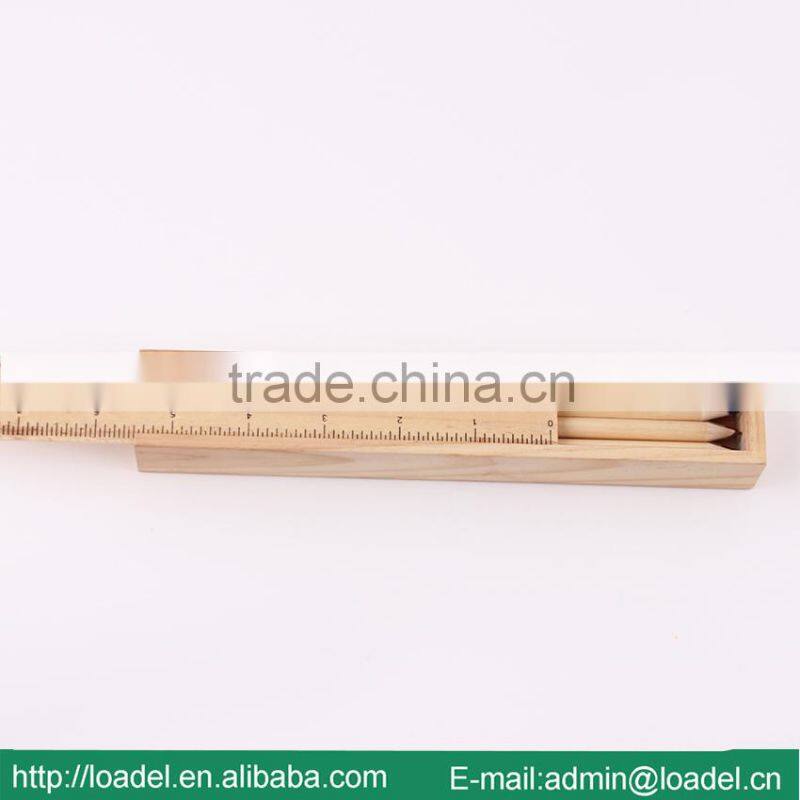 6pcs 7" natural ruler wooden pencil case
