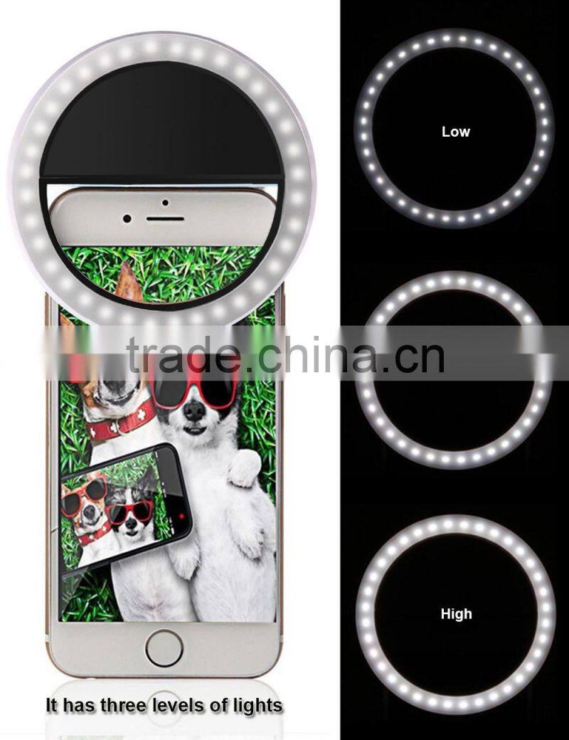 Rechargeable Selfie Ring Light Beauty Flashlight Li-Poly 36 LED Cellphone LED Fill Camera Light