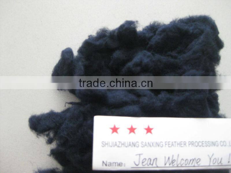 100% sheep cashmere, 20.5mic& 40-50mm, dyed dark blue color, 100% real color
