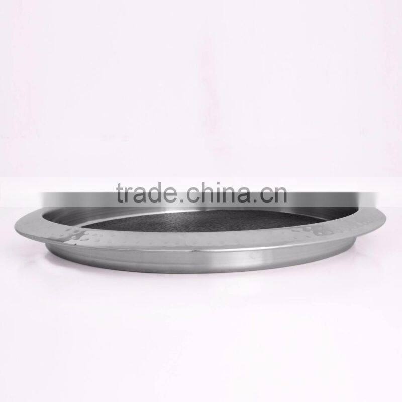 2016 latest stocked stainless steel serving tray with anti slip silicon mat
