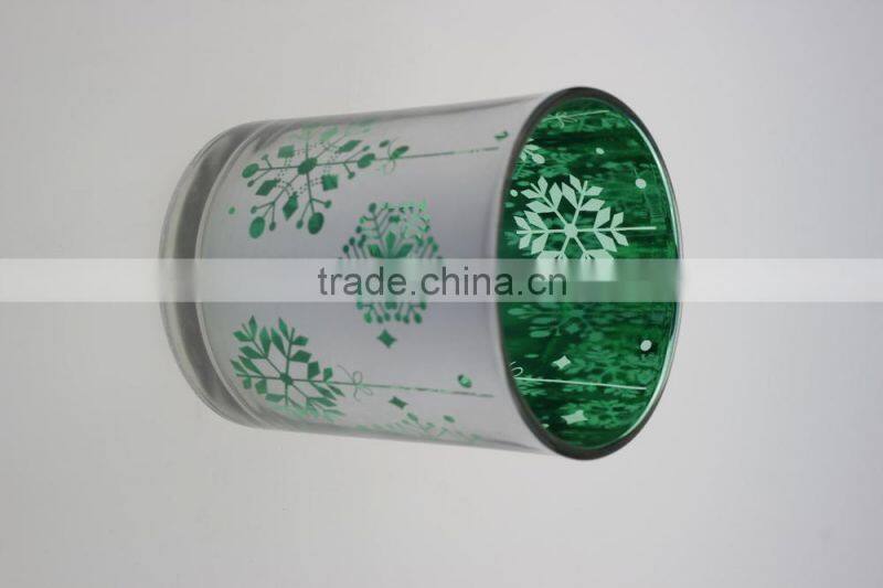 Christmas Day glass candle holders /laser print glass bottle