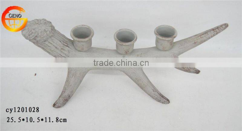 Hot selling resin antique deer antler candle holder