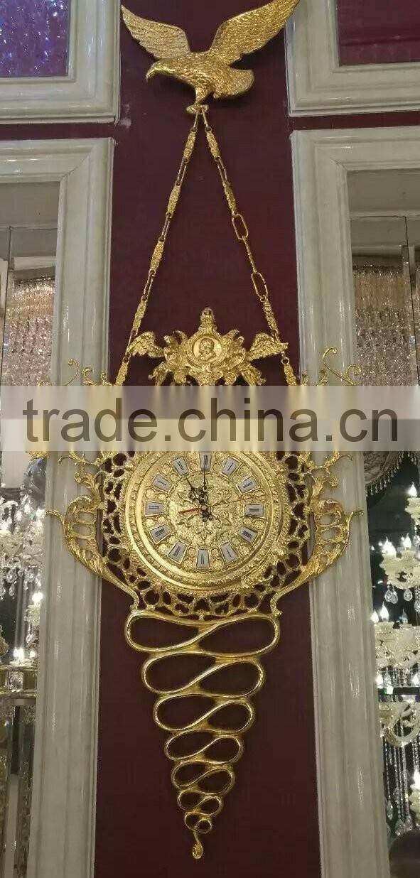 Italian Classical Wall Hanging Clock, 24K Gold Copper Wall Clock, Home Decoration Metal Wall Art