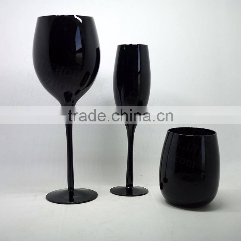 Unique design champagne flute wine glass green stemware