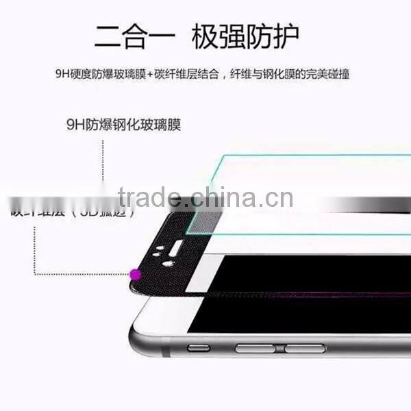 New style 3D carbon fiber full tempered glass screen protective film for iphone 6/plus, glass protective film
