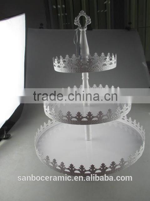 3 Tier Cake Stand, Glass Golden Cake Stand For Russia Market