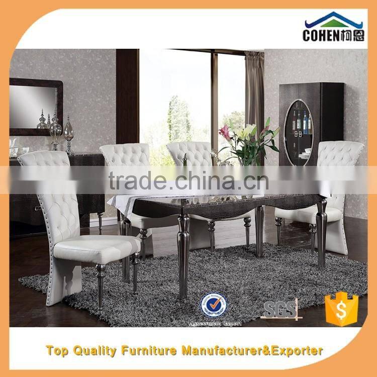 Modern top grain leather dinning room chair furniture stainless steel dinning chair