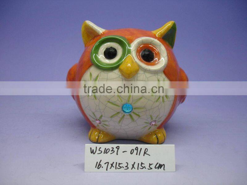 Custom Ceramic Owl Shaped Money Bank for Kid