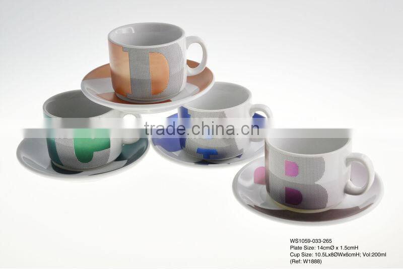 High Quality Porcelain Metallic Colors Teacup And Saucers Set