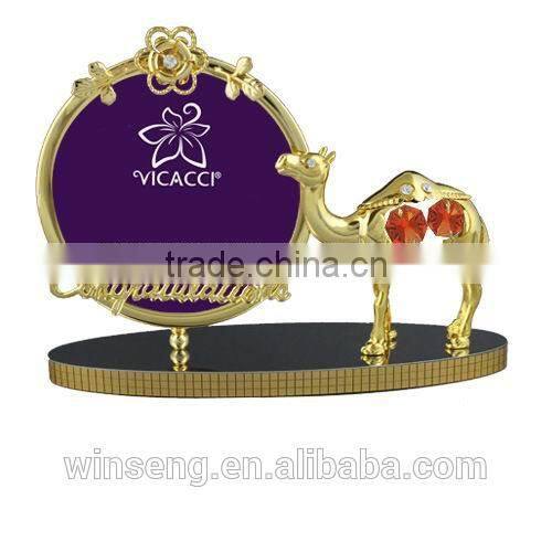 Fashionable 24K gold plated Rose Round photo frame with camel decoration