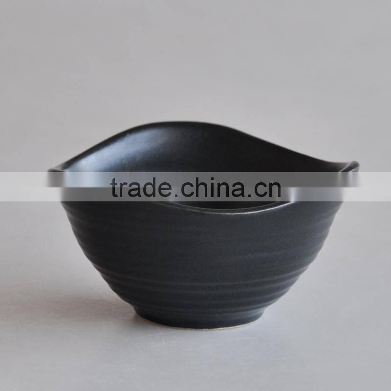 Stoneware japanese style bowl in handpainted design or decal printing with chopsticks holder