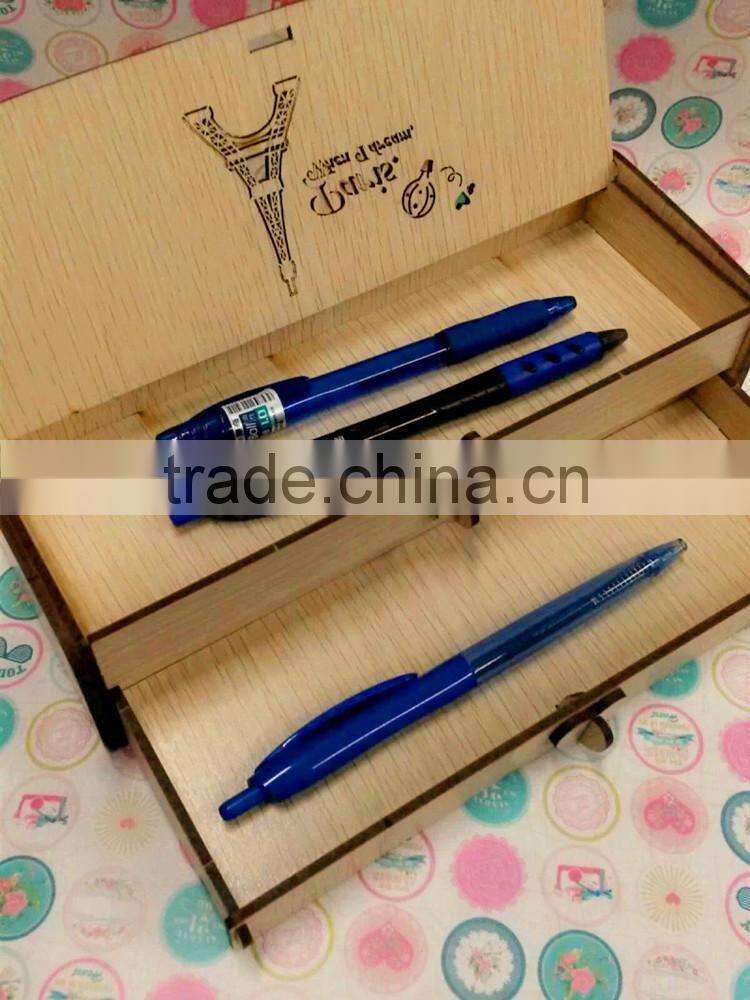 wooden The Eiffel Tower pattern lovely pencil writing case