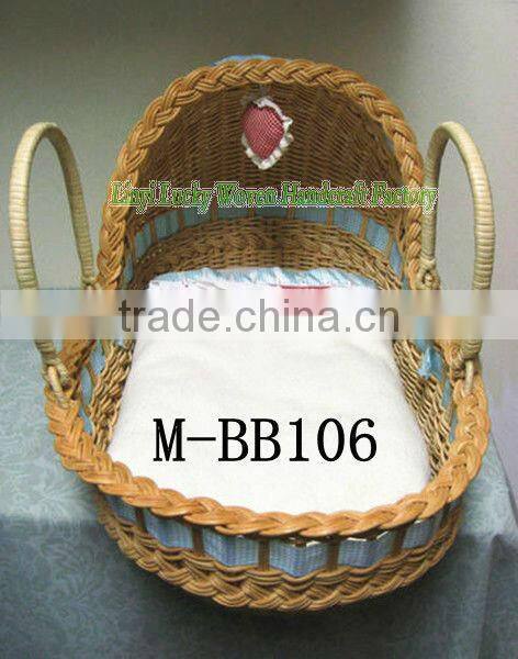 handmade wicker baby sleeping basket & baby bassinet with handles
