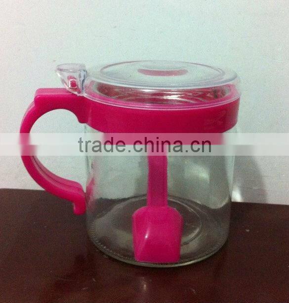 550ml 18oz Kitchen use Glass oil bottle vinegar jar with plastic lid