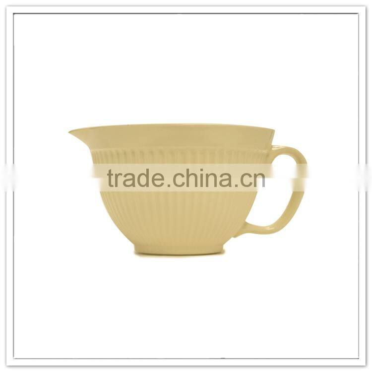 Factory directly sale cheap durable melamine solid color cream plastic cake mixing bowl with spouts