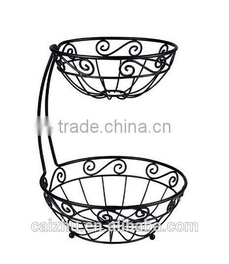 Home coffee house restaurant metal fruit storage rack, decorative wire vegetable mesh basket