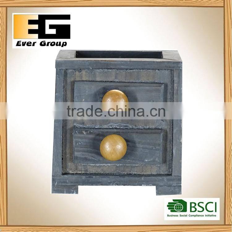 Offwhite Drawer Shaped Wooden Flower Planter