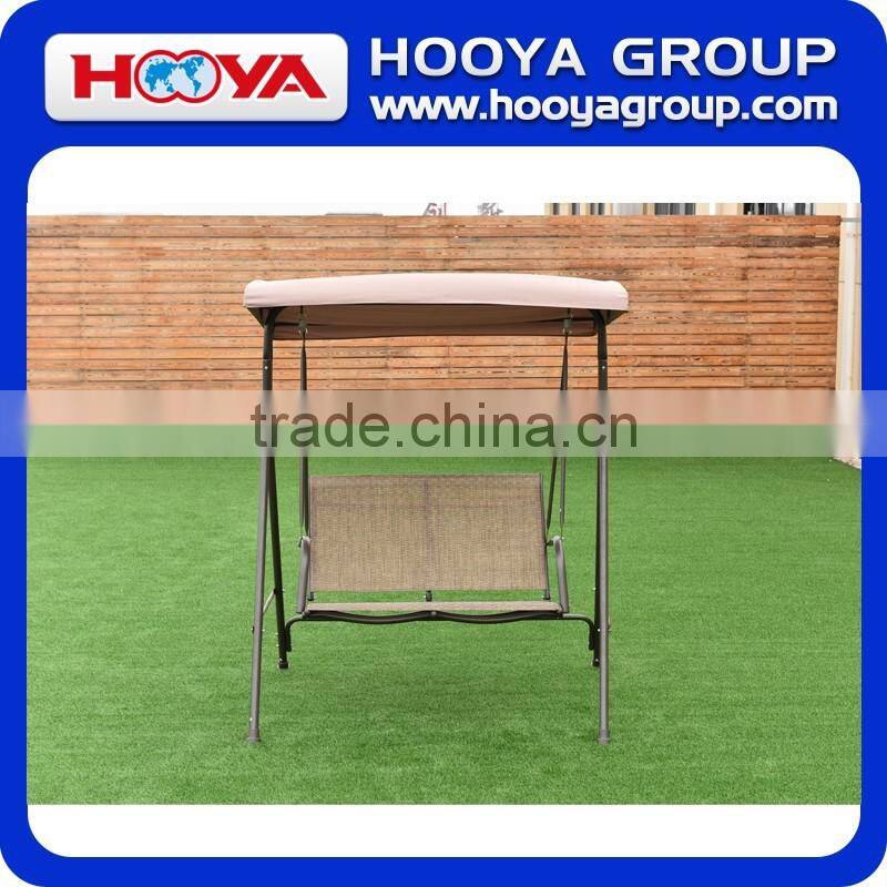 Iron outdoor double haning swing brown chair