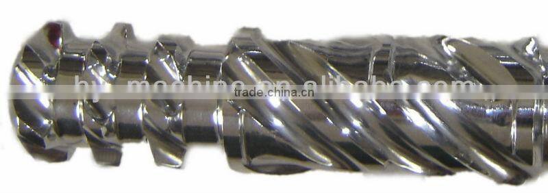 Screw and barrel for extruder machine, single screw good mixer design