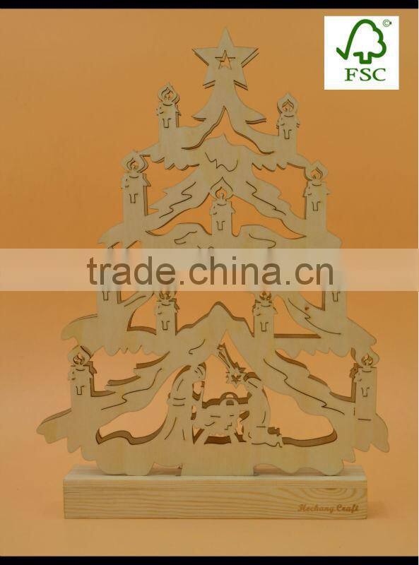 Christmas pin tree wooden laser cutting