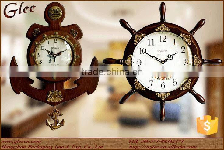Vintage wooden clock, wall clock, solid wood, 62cmH*30cmDIAM*7.8cmT