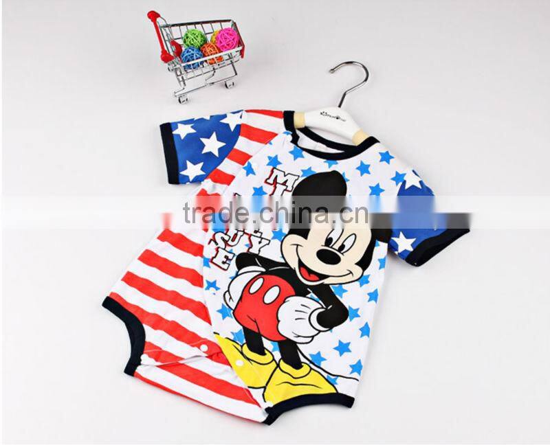 100% cotton mikey print baby boy rompers wholesale
