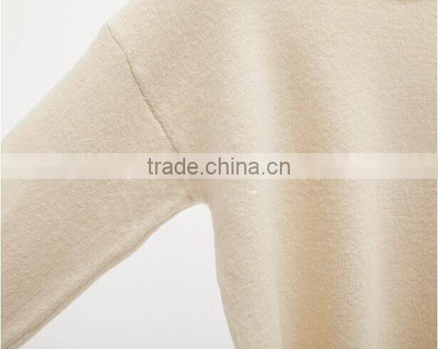 2016 new korean style spring winter autumn round neck long sleeve plain women sweater