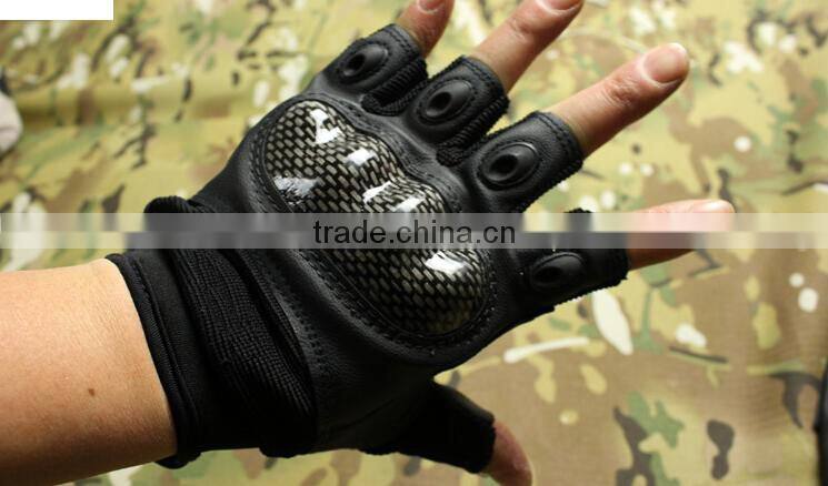 custom black carbon fiber antislip abrasion proof military half finger tactical gloves
