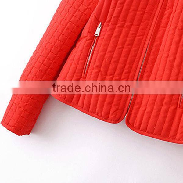 New design fashion golden zipper long sleeves high quality garment manufacturer wester and european down polyester jacket