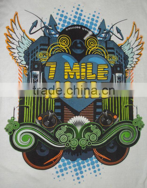 mens combed cotton soft feeling water based allover printed high quality cotton t-shirt