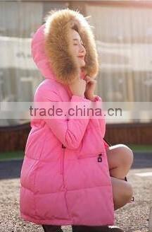 GZY wholesale pink coat fur hood at low price