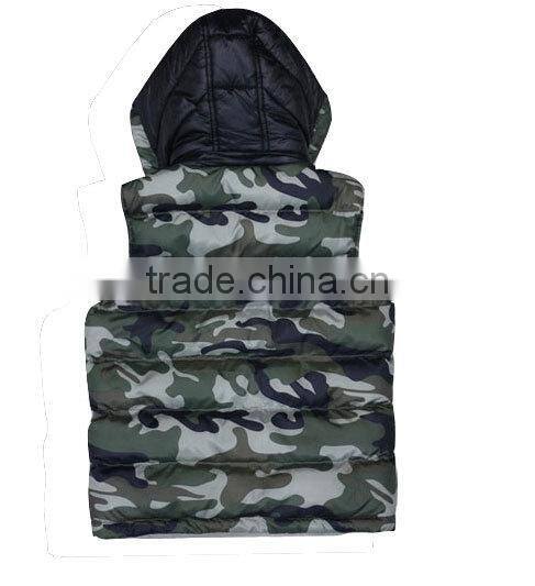 Newest children clothes Camoflage vest for boys with hood