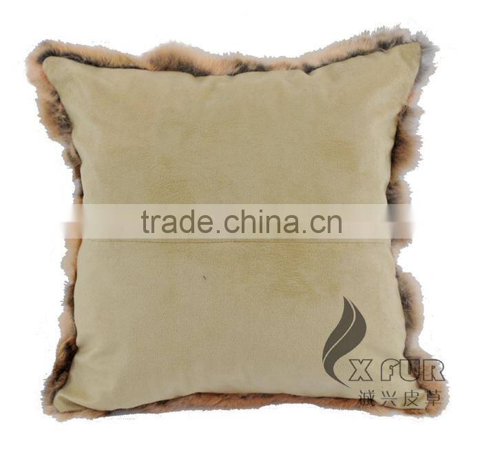 CX-D-17 40x40cm Europe Fashion Patchwork Rabbit Fur Cushions Home Decor Pillow