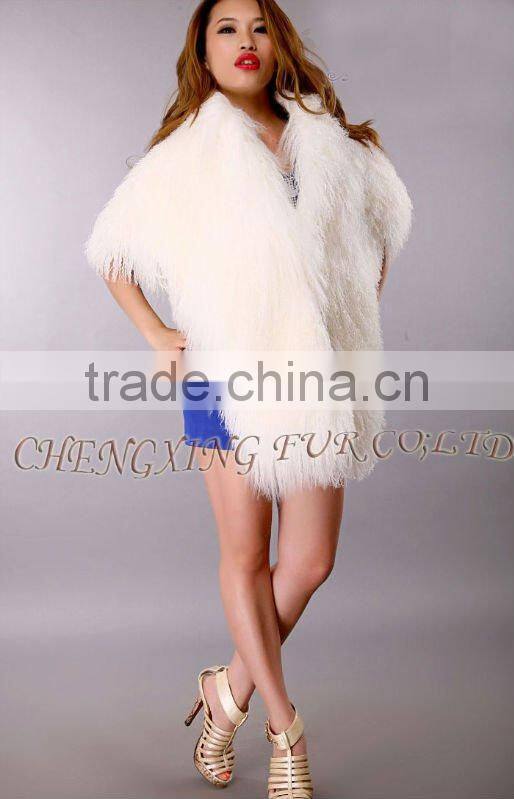 CX-B-91B Genuine Mongolian Sheep Fur Wholesale Shawl