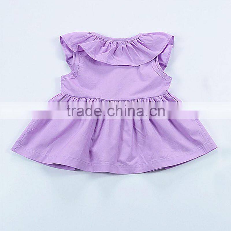 2017 new design Hot sale summer dress wholesale purple cotton clothing boutique custom kids baby 3-5 year old girl dress